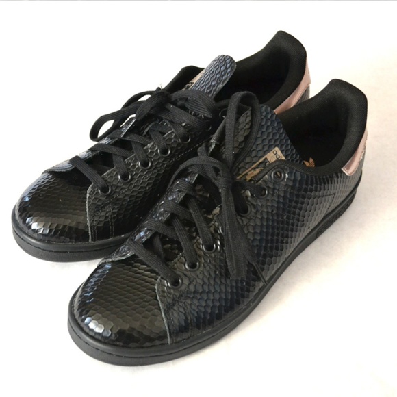 Adidas Stan Smith Rose Gold and Black Sneakers - Picture 6 of 8